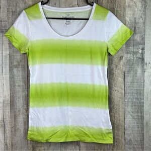 Faded Glory Size XS (0-2) Short Sleeve Scoopneck Tie Dye Lime/White T-Sh…